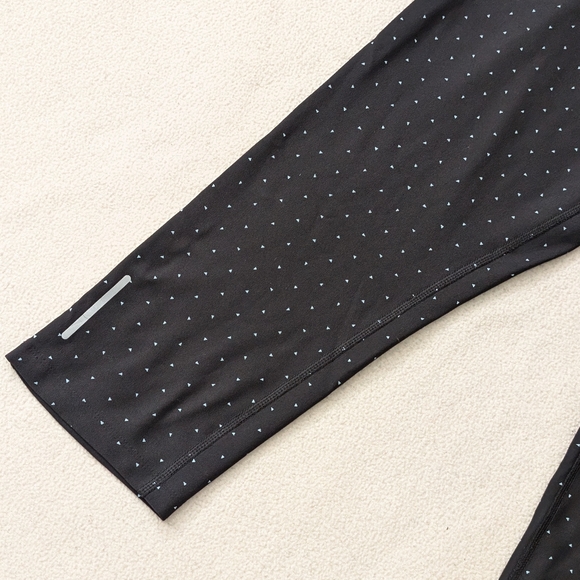 Nike Running Dri-Fit Micro Polka Dot Capri Leggings Black/Mint Women's Size L - Picture 3 of 16